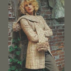 Anthropologie Elevenses Tweed Pom Pom Wool Coat 2